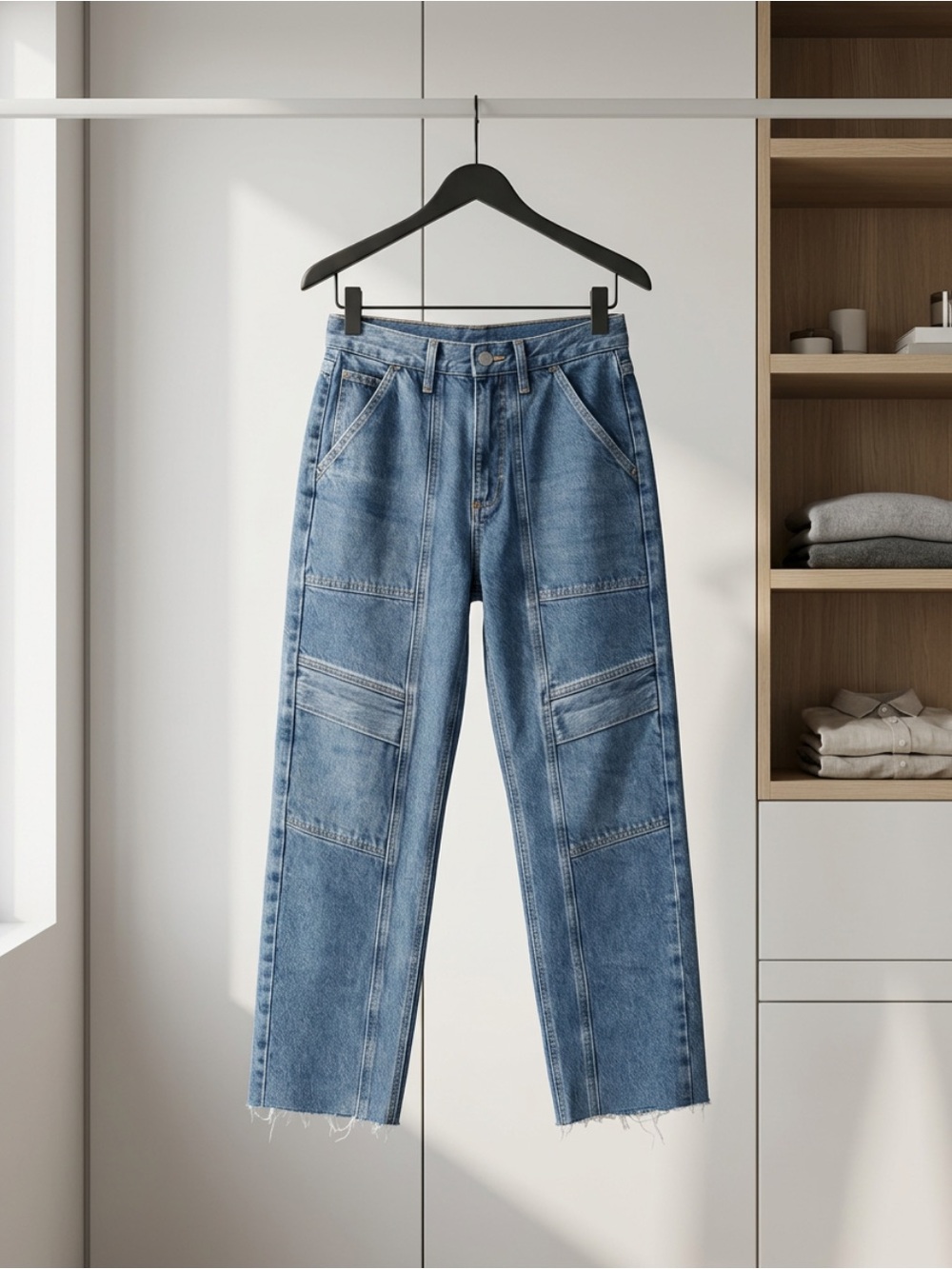 Women's AGOLDE Blue Patchwork Straight-Leg Jeans